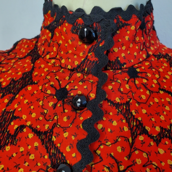 Vintage 70s Prairie Puff Sleeve 40s style Dress - Picture 5 of 10